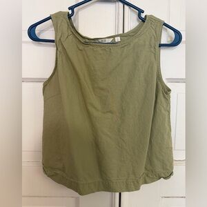 Olive Green Linen Sleeveless Top